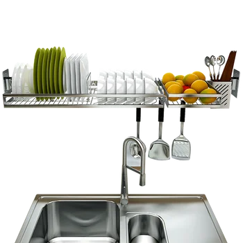 

Hole-free air bowl stand kitchen shelf wall hang leachate stand put dishes stand window window window hold stainless steel shelf