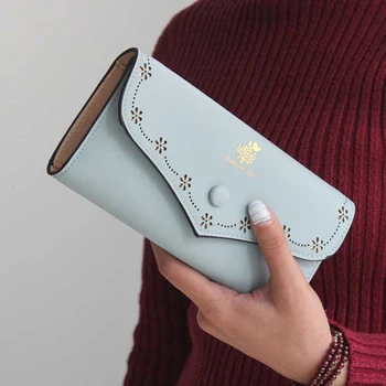 

Solid Pu Leather Removable Credit Card Holders Women's Wallets Lady Purses Trifold Long Clutch Wallet for Women Fashion