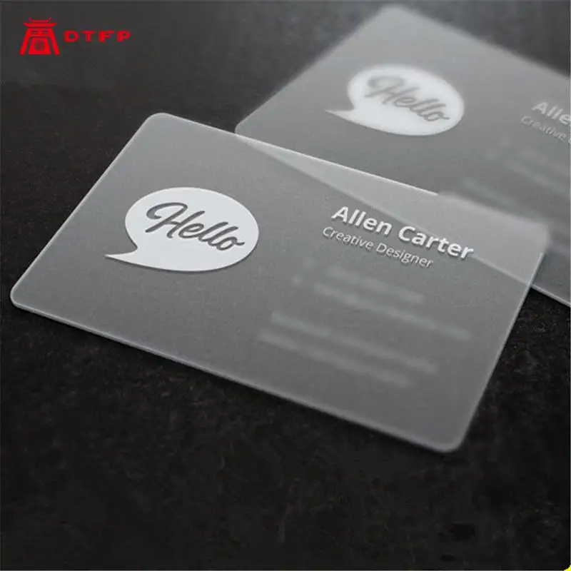 

Custom Transparent Plastic Business Card Printing Name logo clear Card Visiting Card White ink fine sand coarse sand pvc 200pcs