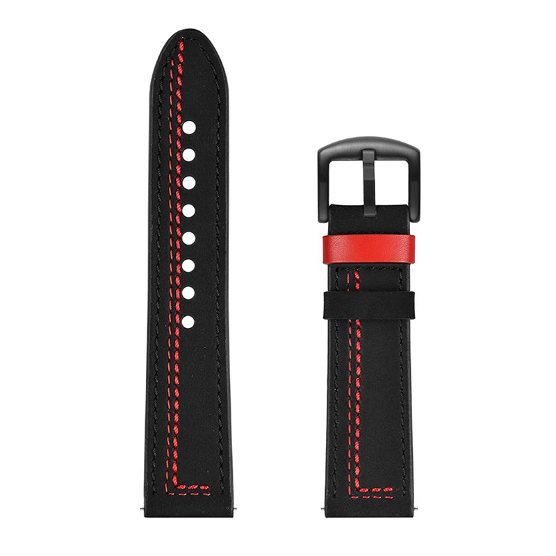 Black UEBN 20 мм 22 мм кожаный ремешок для Huami amazfit GTR 42 мм 47 мм сменный Браслет для amazfit bip GTS ремешок для часов - Цвет ремешка: Black