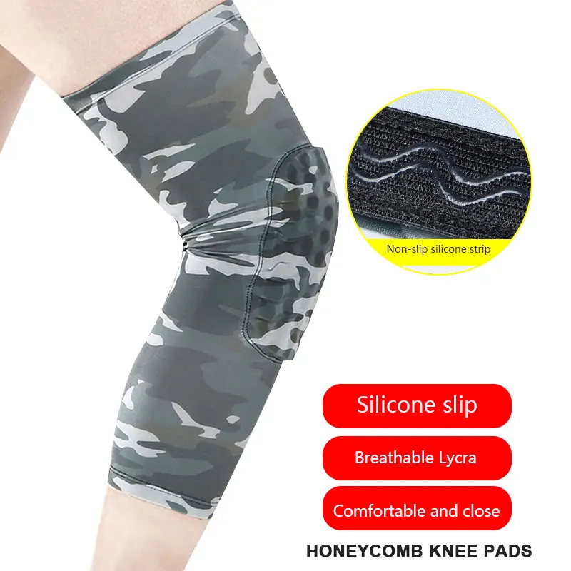 

Polyester Fiber Knee Sleeve Camouflage Collision Keep Warm Riding Fitness Anti-Collision Stretchy Silicone Padded Breathable