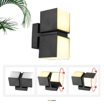

Simple Modern Elegant Black Corridor Corridor Wall Lamp Led Adjustable Outdoor Waterproof Cube Rotating Pillar Balcony Light