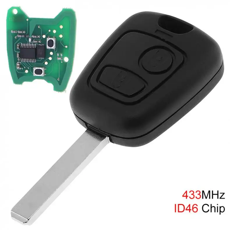 Car Key,Auto 2 Button 433Mhz Keyless Entry Slotless Remote Keyfob with Chip Fit for C1 C2 C3 C4