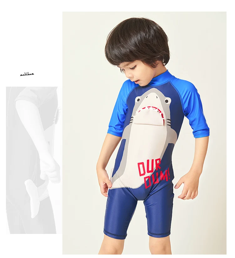 Julysand Boys  Swimwear Handsomne One Piece Swimsuit Kids Shark Cartoon Printed UPF 50+  High-end Bathing Suit for Boy