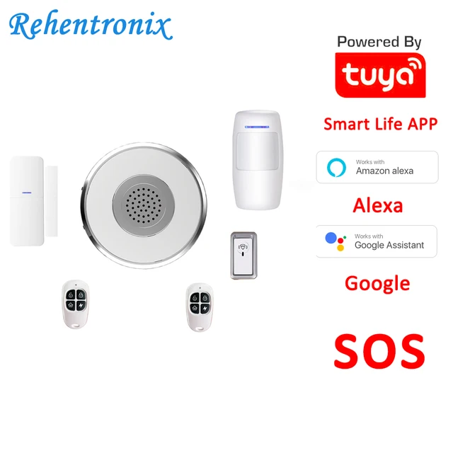$28.57 DIY Tuya Alexa Google Smart WiFi Alarm System kit SOS with APP Push and Calling Alarms, No Monthly Fee, No Long-Term Contracts