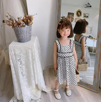 

2020 New Girls Dots Dress Fashion Summer Girls Vest Dresses 1-6 Years QH246