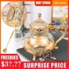 Palace Golden Glass Teapot Kitchen Metal Cold Kettle Coffee Pot European Style Home Decoration Glassware Birthday Wedding Gifts 1