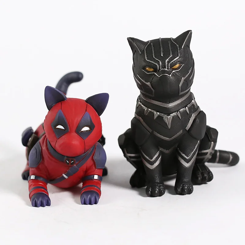 

Deadpool / Black Panther Cat Q Version PVC Figure Collectible Model Toy