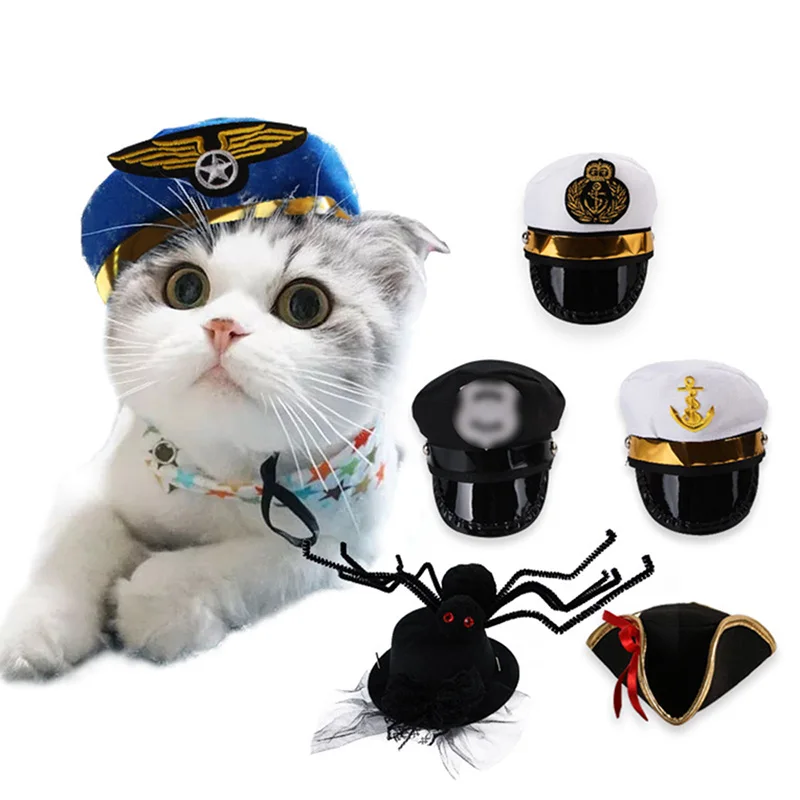Хэллоуин/Рождество шляпа для животных костюмы для домашних животных аксессуары фестиваль подарок для маленьких для собак, щенков, кошек паук/Капитан/моряк/пират/пилот