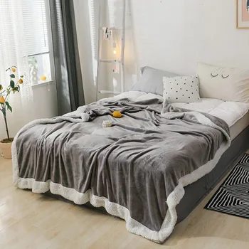 

Grey Pure Color Throw Blanket Bed Cover Air Conditioning Warm Super Soft Flannel Blanket For Winter Car Travel d562