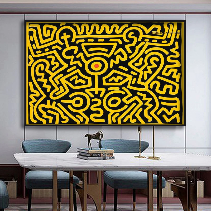 

Pop Art of Keith Haring Abstract Canvas Painting Posters and Prints Minimalist Wall Art Pictures Cuadros for Living Room Decor