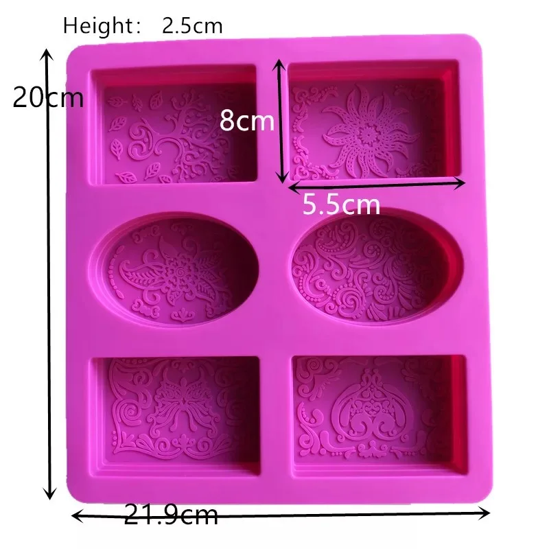 6 отверстий 3D силиконовые формы для мыловарения формы для мыла листья формы для мыловарения формы для свечей DIY инструмент для украшения торта ручной работы ремесло - Цвет: pink B
