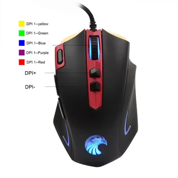 

Optical Programmable Gaming Mouse Mechanical Eagle Z-7300 3500 CPI LED Metal Base for PC Games Plug and Play Black