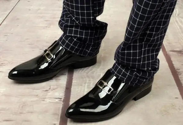Итальянские Модные Мужские модельные туфли из натуральной лакированной кожи