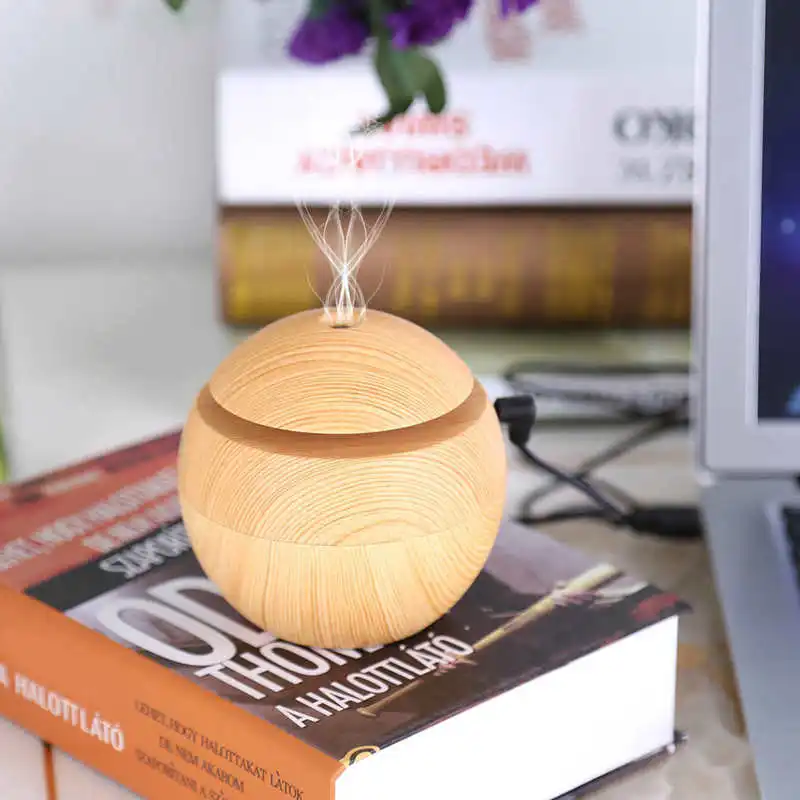 

Wood Grain Air Humidifier USB Essential LED Touch Aroma Ultrasonic Humidifier Oil Diffuser Domestic Delivery Luchtbevochtiger