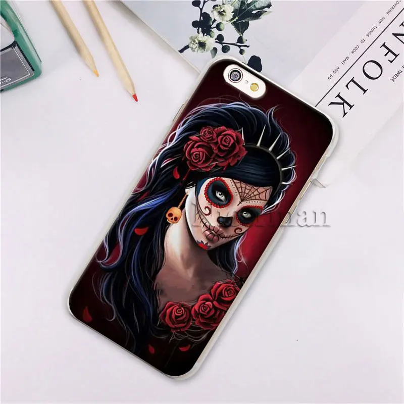 Catrina красивая Роза девушка череп арт телефон Оболочка Чехол для Apple iPhone X XR XS 11 Pro Max 7 8 6 6s Plus 5 5S жесткий чехол