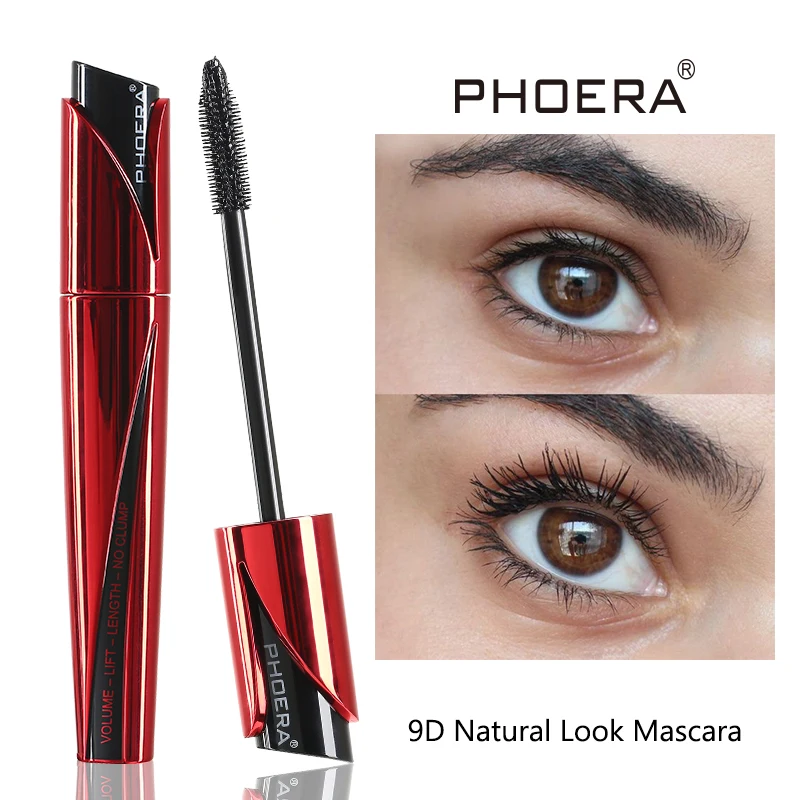 PHOERA 9D Silk Fiber Lash Extension Mascara High Definition Waterproof Curling Lengthen Thicken Cosmetics TSLM1 |