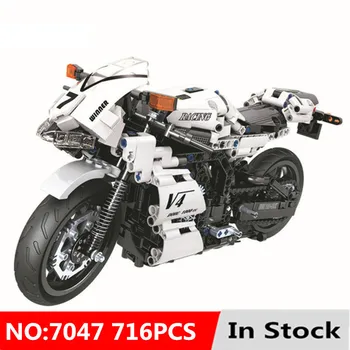 

DIY New 716pcs compatible Technic series White Racing motorcycle Building Blocks Bricks Toys for children Christma Gifts