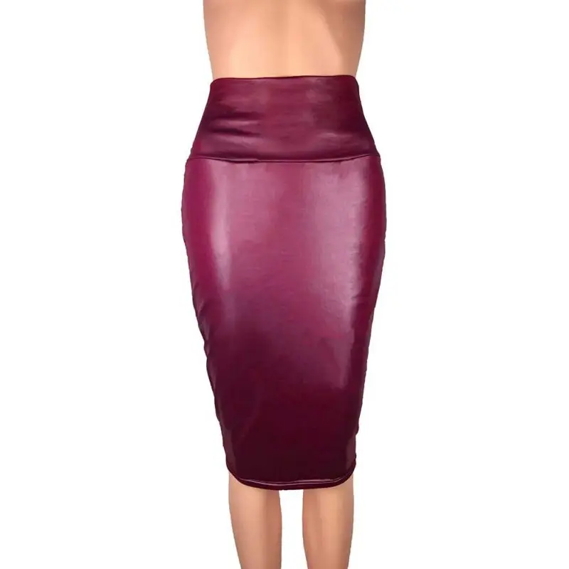 Модная женская юбка бархатная из искусственной кожи с высокой талией посылка бедра до колена юбка простая Осенняя Зимняя юбка женская юбка