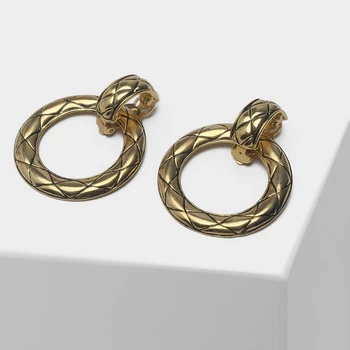 

Amorita boutique Vintage plaid detachable hoop drop earrings