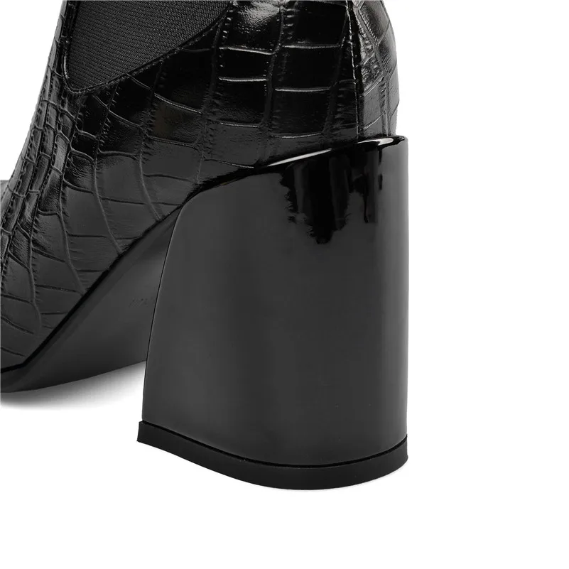 FEDONAS/Новинка; женские ботинки «Челси» большого размера; вечерние туфли на высоком каблуке для танцев; женские Качественные теплые ботильоны из натуральной кожи