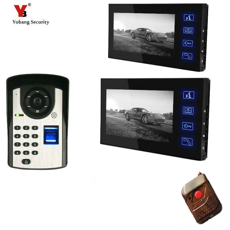 2*7inch Fingerprint/Password Code Unlock Door Camera Video Door Phone Video Doorbell Apartment Intercom System