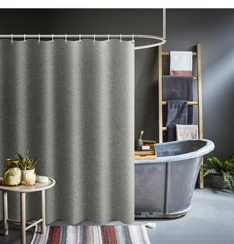 

Imitation Linen Thick Shower Curtain Simple Polyester Waterproof and Mildew-proof Partition Curtain Bathroom Shower Curtain