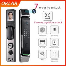 OKLAR-cerradura de puerta con reconocimiento facial, dispositivo de cierre electrónico Digital con huella Digital, de seguridad para el hogar inteligente, con WIFI y desbloqueo por aplicación remota
