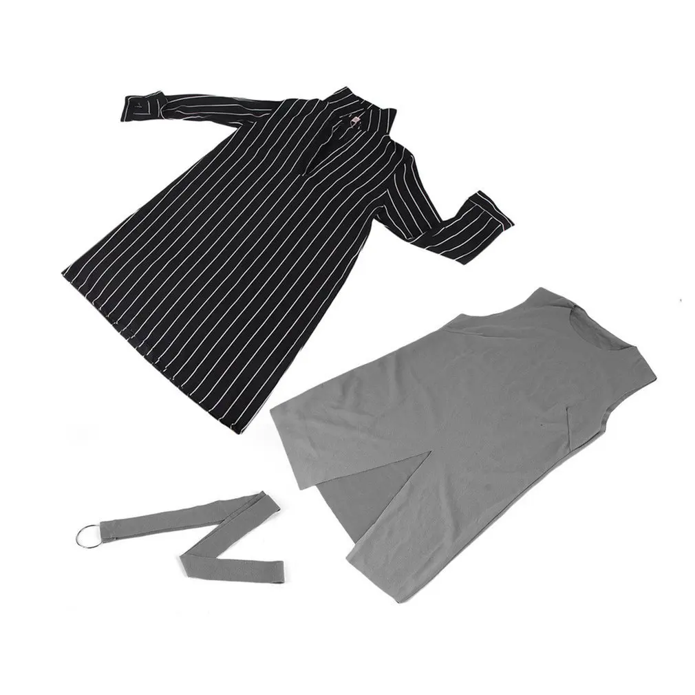 

2 Pieces Set Women Dress Suit Office Sets Spring Autumn Tracksuit Striped Shirt Wool Vest Dress Split Dress Female Outfits