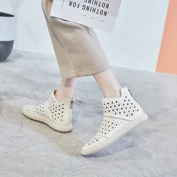 

2019 autumn new fashion simple solid color flat shoes women trend leather comfortable hollow breathable casual shoes
