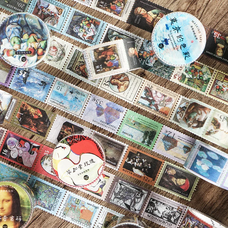 

Vintage Stamp series Van Gogh Monet Painting Washi Tape DIY Scrapbooking Sticker Label Japanese Masking Tape School Office Suppl