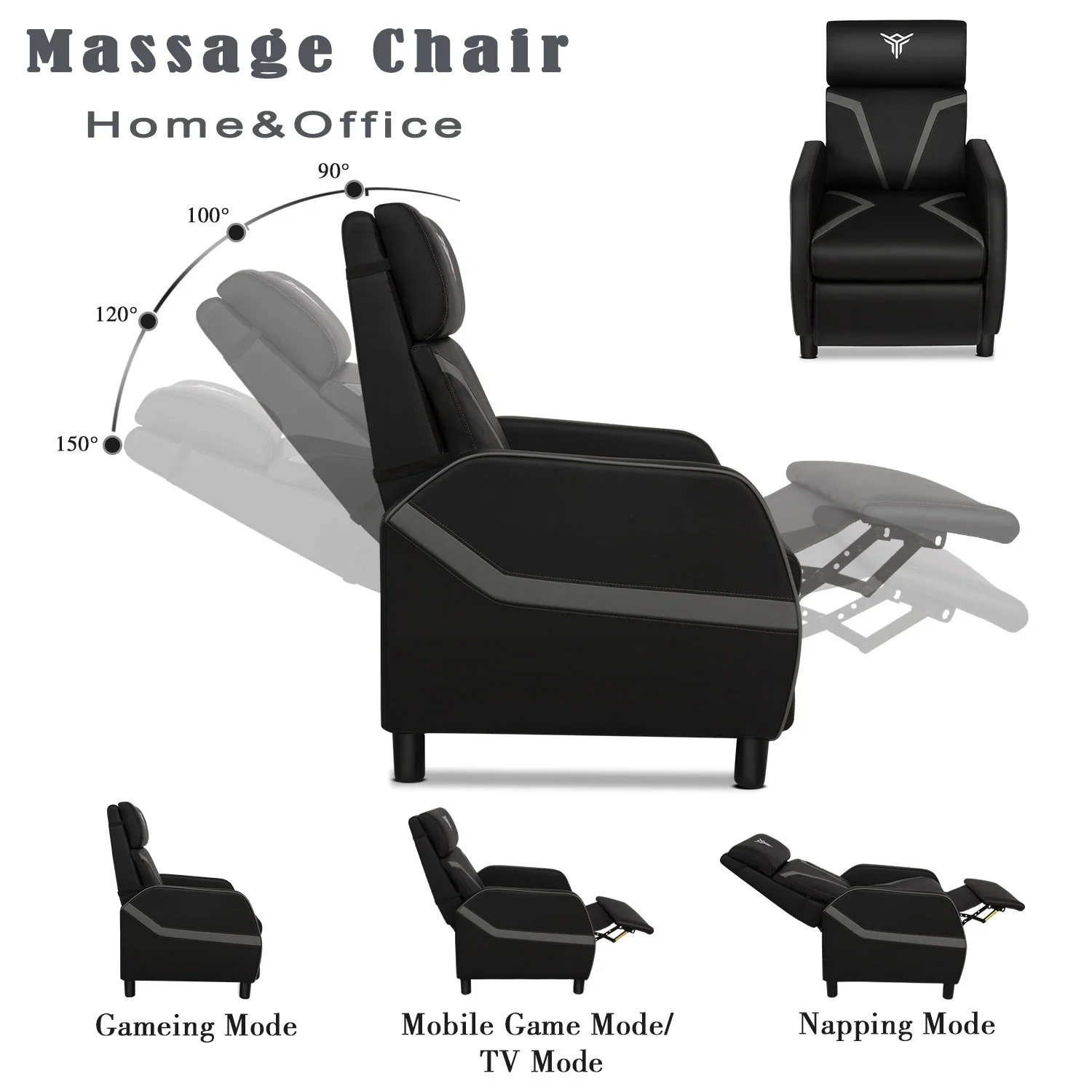 

Racing Gaming Chair Massage Sofa Recliner Footrest Leather Home Theater Seating