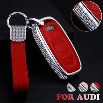 

Metal+Leather Fashion Luxury Diamond Car Key Case Cover For Audi B6 B7 B8 A3 A4 A5 A6 A7 A8 Q5 Q7 R8 TT S5 S6 S7 S8 SQ5 RS5