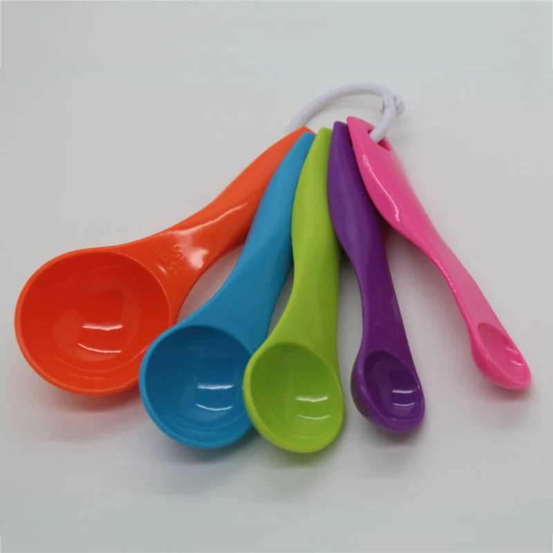 5pcs/set Measuring Spoons Colorful Plastic(1 / 2.5 / 5 / 7.5/ 15ml) Measure Spoon Super Useful Sugar Cake Baking Spoon