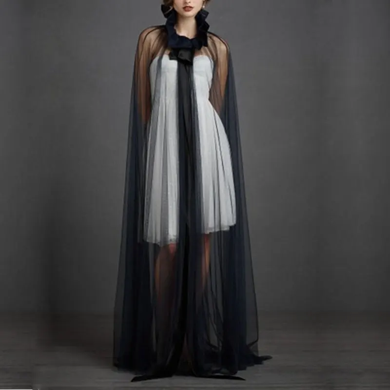 Модный прозрачный сетчатый плащ-накидка с воротником в виде листа лотоса, костюм для выступления невесты, певицы на Хэллоуин, плащ ds, костюм для выступлений