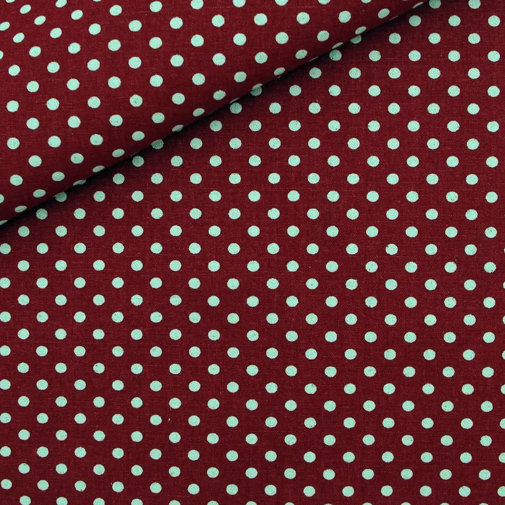 Хлопчатобумажная льняная ткань для ручной работы, кровати, сумки, штор в горошек на красном(LF039