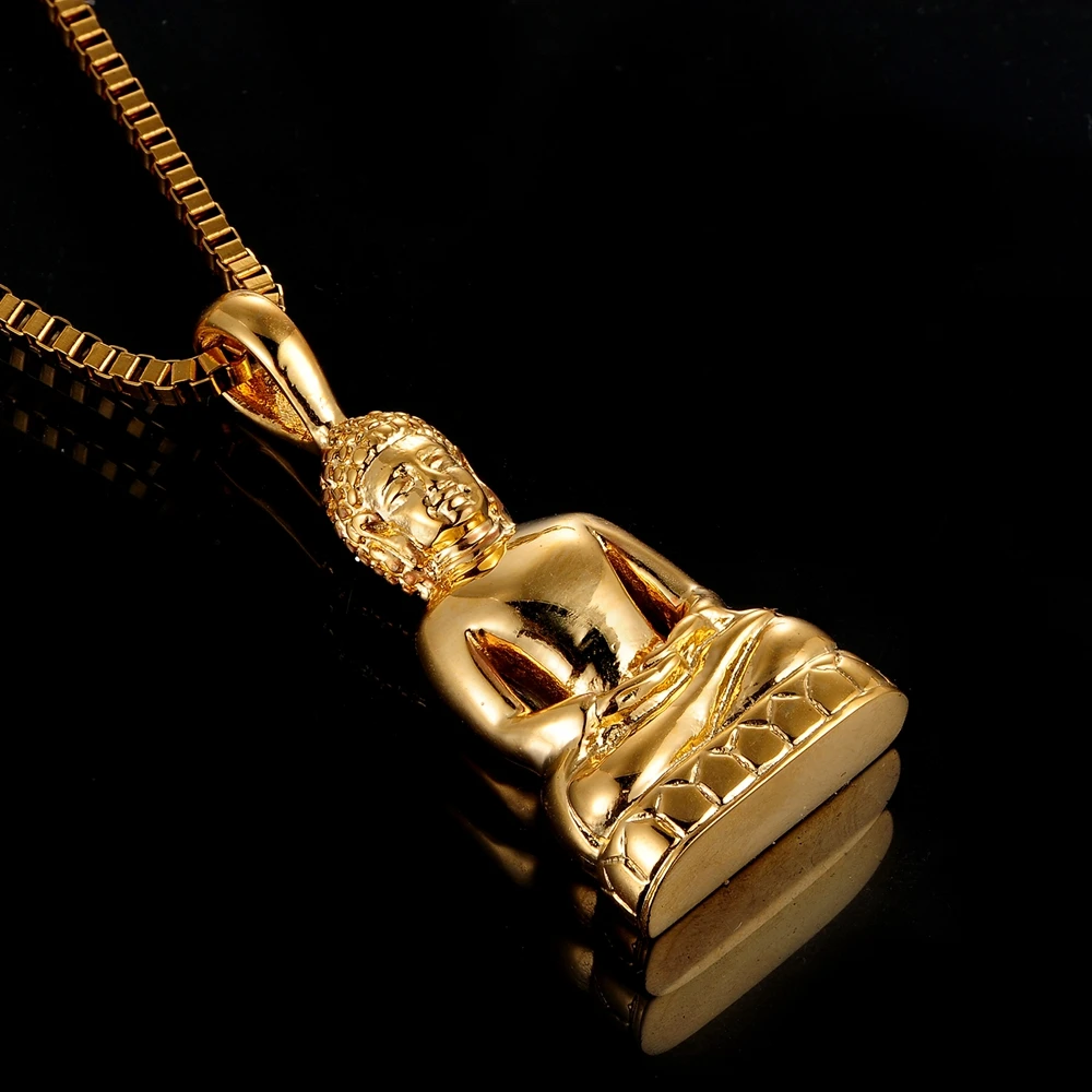 SDA Retro Buddha Pendant Men's Necklace Accessory Stainless Steel With Gold Plating Chinese Style