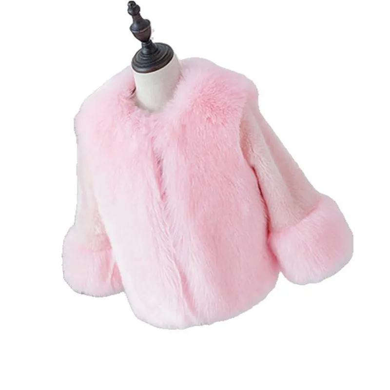 D1400 pink Зимнее пальто с мехом для девочек элегантные куртки и пальто с искусственным мехом для маленьких девочек Толстая теплая парка эксклюзивная детская одежда D1400 - Цвет: D1400 pink