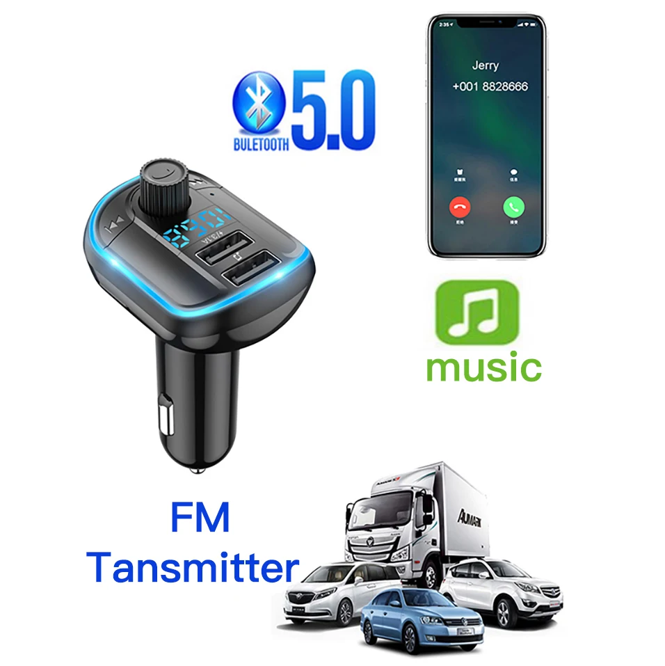 Автомобильный fm передатчик с приемником Bluetooth 5 0 mp3 плеер светодиодный