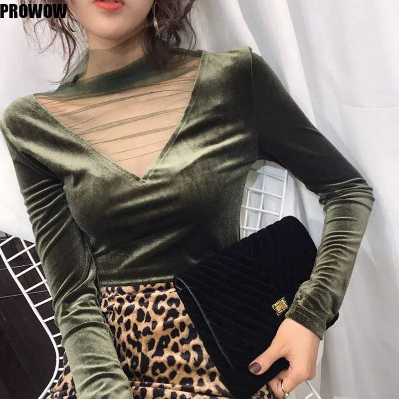 2020 Spring Sexy Women Office Lady Blusas Female Top Korean Mesh Tops Plus Size Girl Solid Hollow V-Neck Tops Feminina