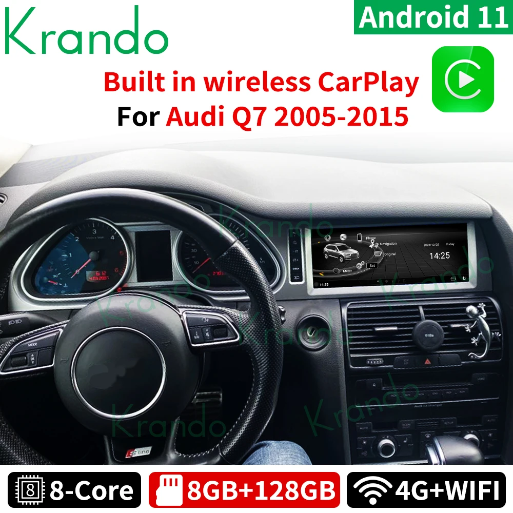 Krando Android 11.0 8G 128G 10.25'' IPS Car Multimedia Player Radio GPS for Audi Q7 2005-2015 Navi Audio Original Style |