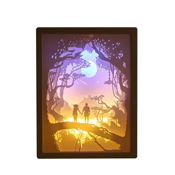 

3d Laminated Paper Carving Lamp Paper carving lamp desktop book lamp romantic photo frame lamp bedside soft table lamp