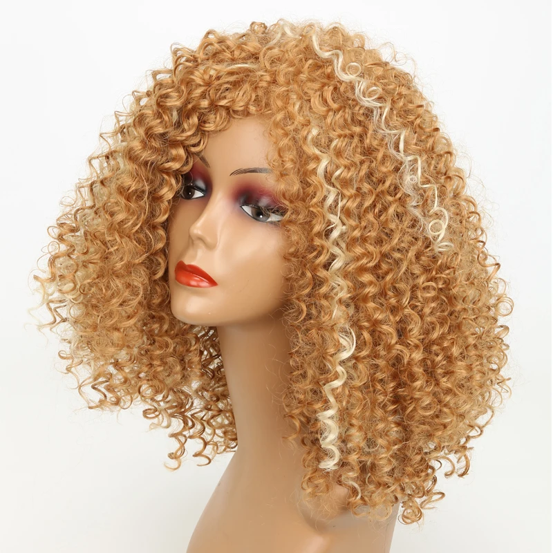 MERISI Волосы Кудрявые кудрявые афро парик блонд смешанный коричневый черный цвет синтетические парики для черных женщин тепло американское волокно