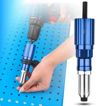 Adaptateur de pistolet de rivetage électrique, perceuse électrique sans fil, outil de rivetage avec clé 100pc Rivets poignée détachable écrous de Rivet patte de rechange