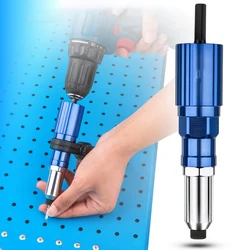 Adaptateur de pistolet de rivetage électrique, perceuse électrique sans fil, outil de rivetage avec clé 100pc Rivets poignée détachable écrous de Rivet patte de rechange 