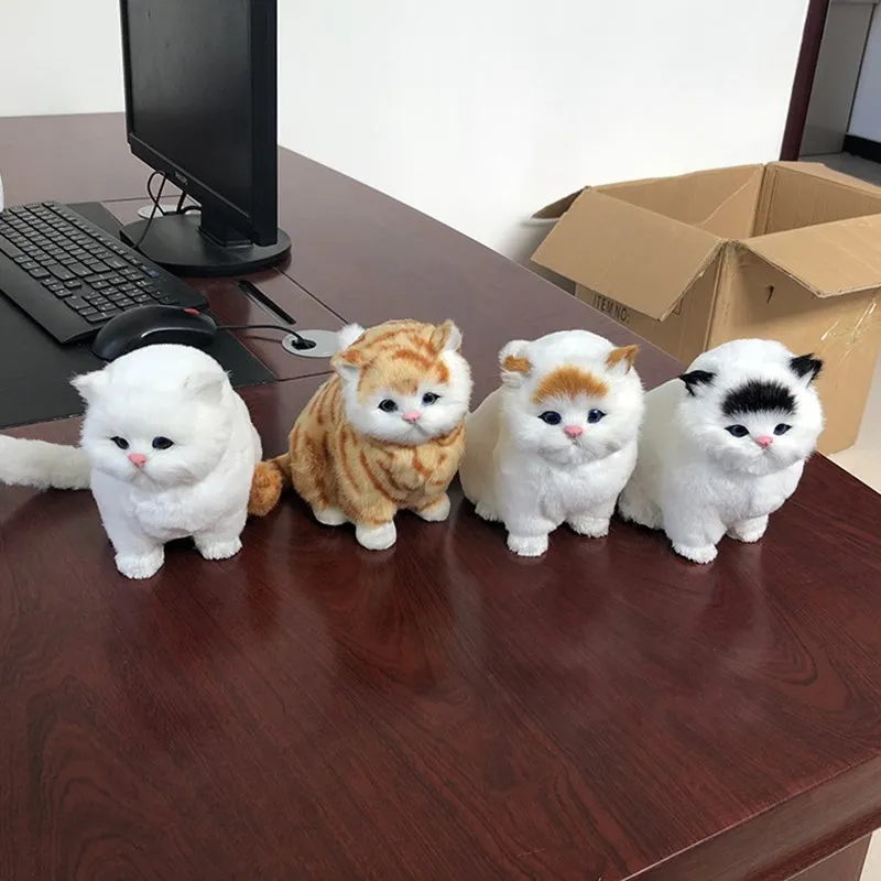 Игрушка плюшевая кошка со звуком милая кукла-симулятор животного подарок для