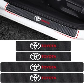 

Car-Styling 4PCS Car Door Threshold Carbon Fiber Scuff Plate Stickers for Toyota camry chr corolla rav4 yaris prius Accessories