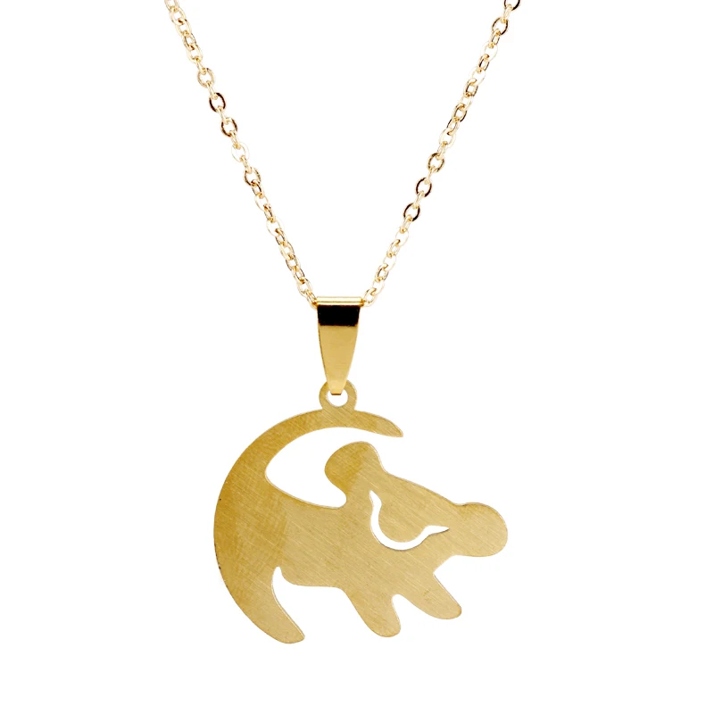 Ожерелье в виде короля льва Simba, ювелирные изделия из нержавеющей стали, запоминающие, кто вы, буквы, ожерелье на длинной цепочке, модные ювелирные изделия для женщин, подарок - Окраска металла: 01gold