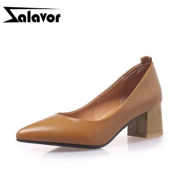 

ZALAVOR Pu Leather Plus Size 32-46 Ladies Pumps Pointed Toe Office Woman High Heel Shoes Female Party Spring Pumps Footwear