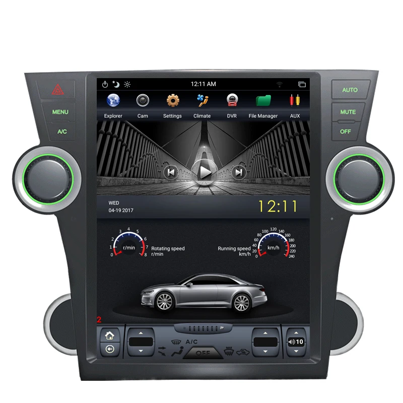 NAVITOPIA 12," вертикальный автомобильный сенсорный экран в стиле Tesla Android 7,1 Автомобильный gps навигатор для Toyota Highlander 2009-2013 автомобильный DVD мультимедийный плеер